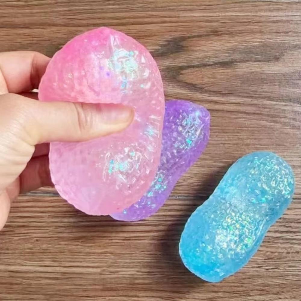 Glitter Peanut Squishy Toy Slow Rebound Peanut Squeeze Toys Crunchy Peanut Fidget Toy Kids Toys