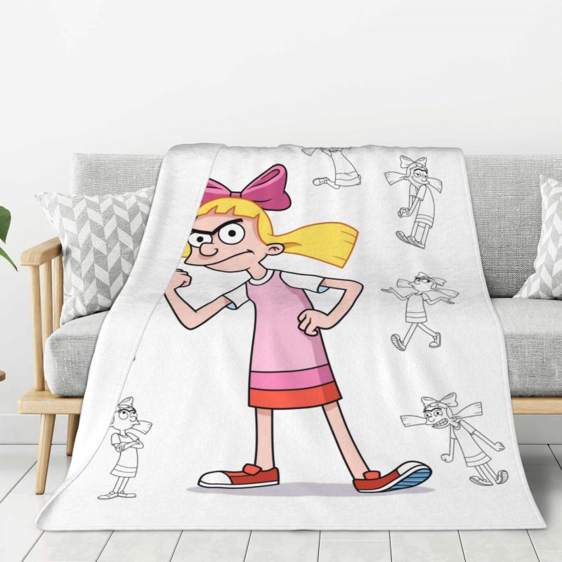 Custom Hey Arnold Animated Anime Helga Pataki Blanket Warm Fleece Soft Flannel Throw Blankets for Bedroom Couch Car Autumn