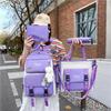 Korean Version Women's Canvas Backpack Large Capacity 4 PCS Set Middle School Rucksack Simple Wear-resistant Schoolbags with Pen Bag
