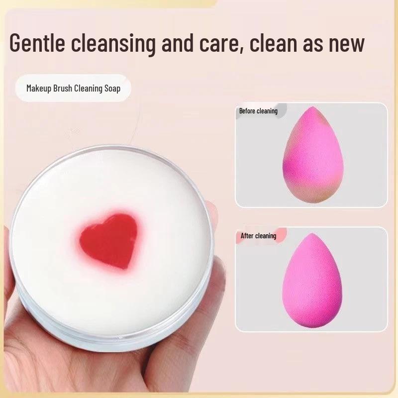 Компактный набор: губка для чистки кистей для макияжа и мыло - Мини-инструмент для очищения красоты