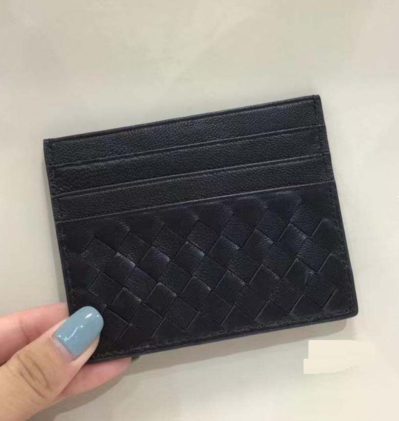 Aus Schaffell gewebter, ultradünner Kartenhalter aus echtem Leder mit mehreren Steckplätzen für den tragbaren Ausweishalter für Herren im Business-Stil, Mini-Kartentasche