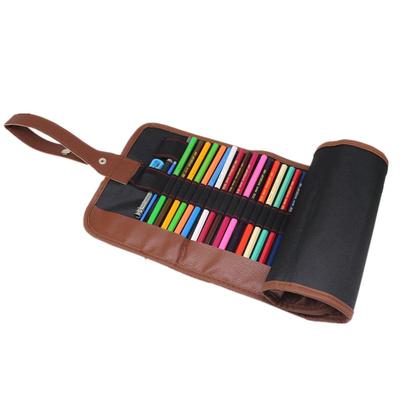 Canvas Roll-Up Pencil Case: 36/48/72 Slots, Large Capacity for Boys and Girls - Perfect for Colored and Sketch Pencils.