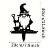Metal Garden Gnome with Santa Figure Outdoor Yard Art Lawn Decoration Stake
