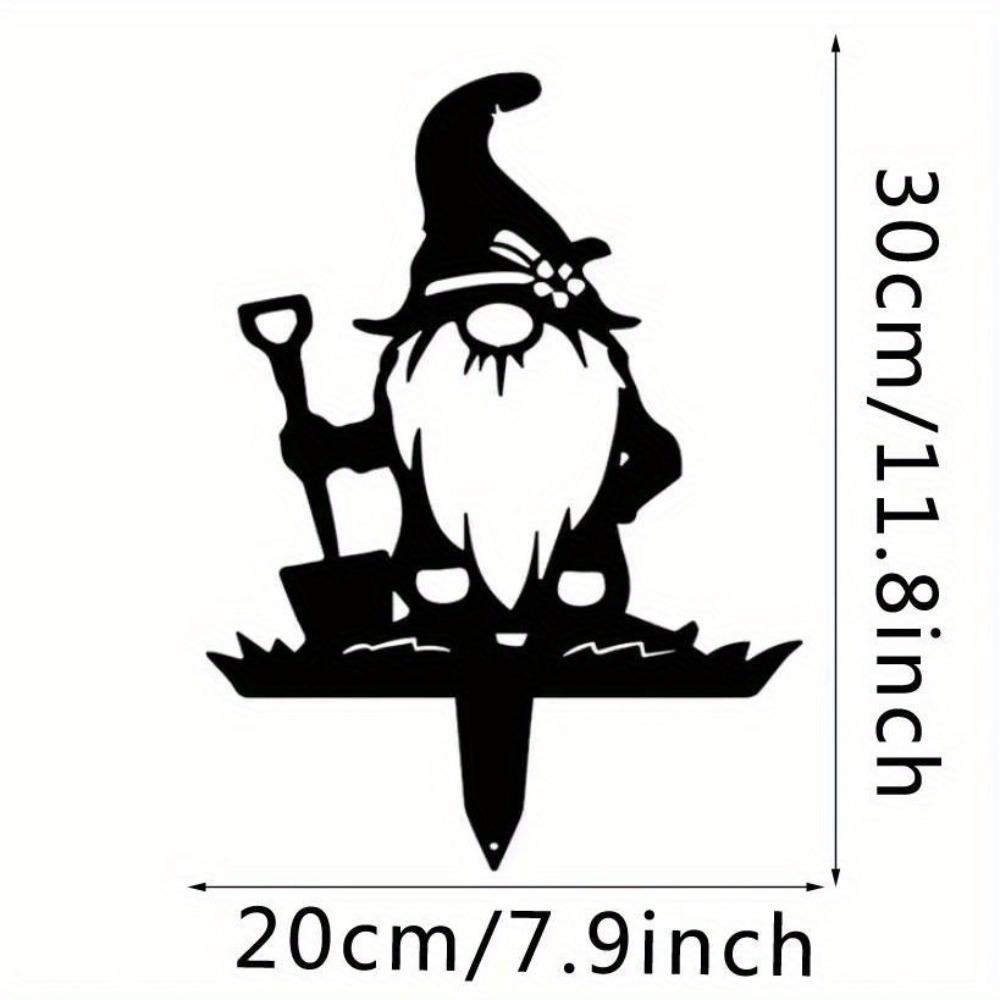Metal Garden Gnome with Santa Figure Outdoor Yard Art Lawn Decoration Stake