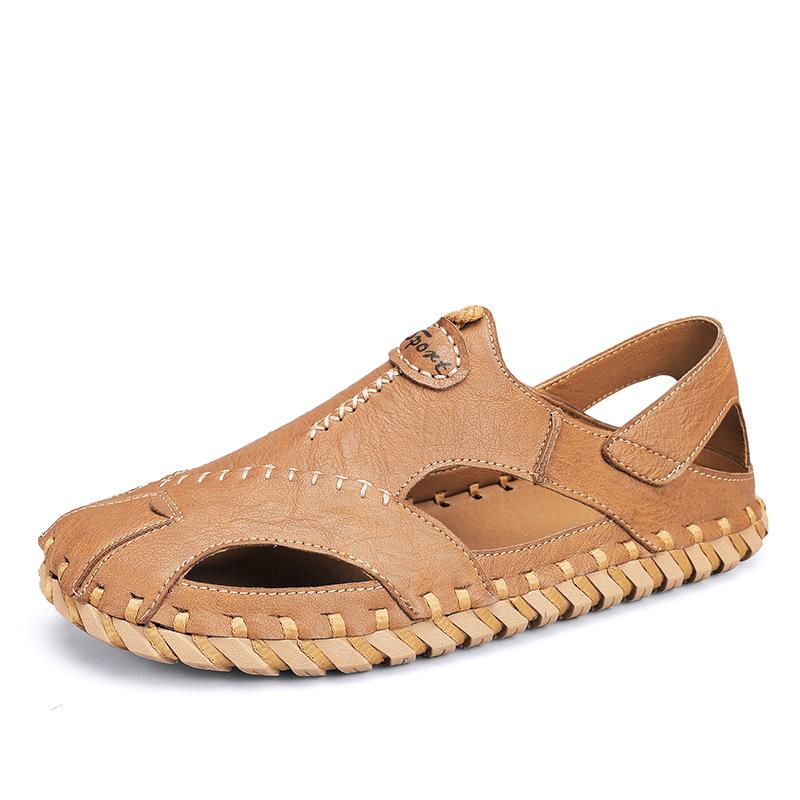 Summer New Sewn Sandals Wearing Breathable Hollow Out Toe Shoes for Men Breathable Two Wear Beach Shoes