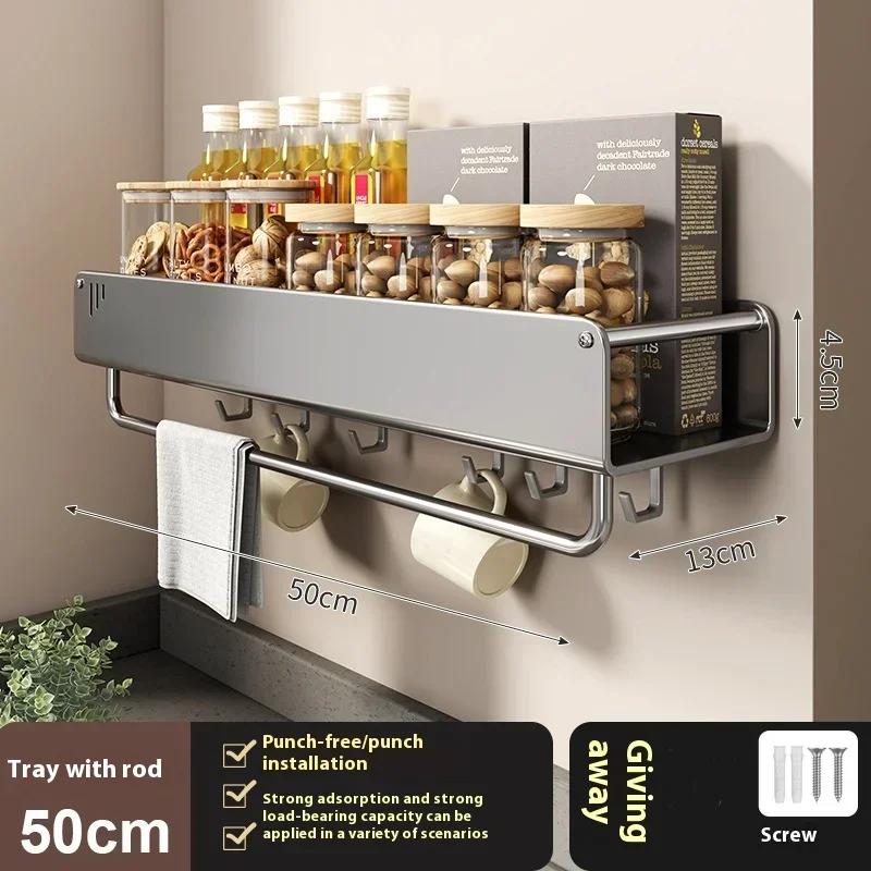 Estante Montado en Pared Estante de Almacenamiento para Especias Accesorios de Cocina Estante Soporte para Cuchillos de Cocina Colgador Estante Organizador de Estantes