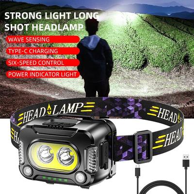 Starker Lichtsensor-Scheinwerfer Außenscheinwerfer Wiederaufladbarer Suchscheinwerfer Kopfbedeckung Arbeitslicht Camping Notlicht