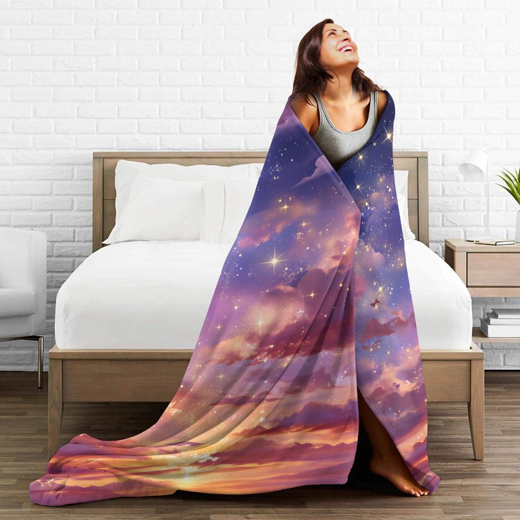 Galaxy Sunglasses Soft Blanket Kids Adult Plush Throw Blanket Pattern Couch Chair Flannel Bedspread Sofa Bed Cover