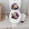 Watercolor Purple-pink Flower Toilet Sticker  Removable, Waterproof, Bathroom Toilet Decoration Sticker