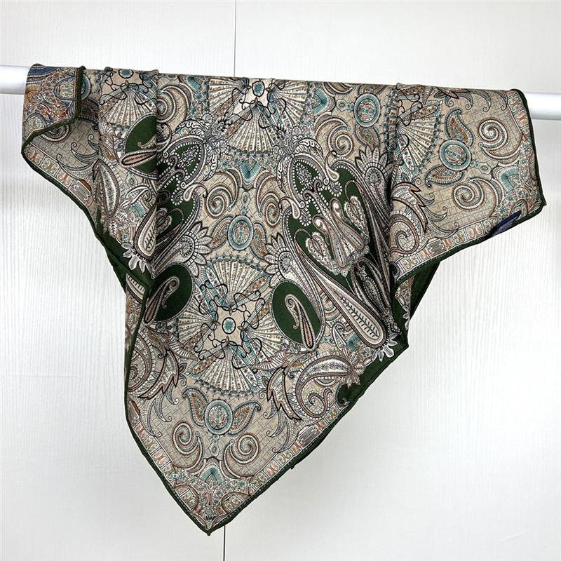 66*66cm Labyrinth Taille Trommel Doppelseitige 30% Maulbeerseide + 70% Wolle Warm Neck Square Schal Halstuch