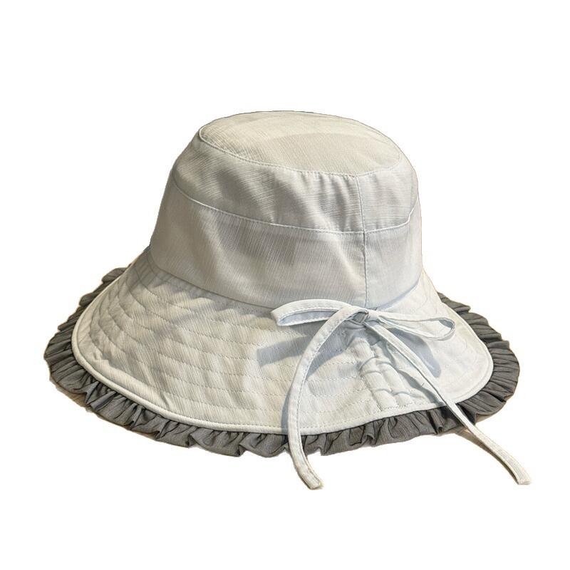 2026New Lace Sunshade Fisherman Hat for Women, Summer Korean Style, Sweet and Versatile, Sun Protection Hat for Outdoor Trips, Breathable and Trendy