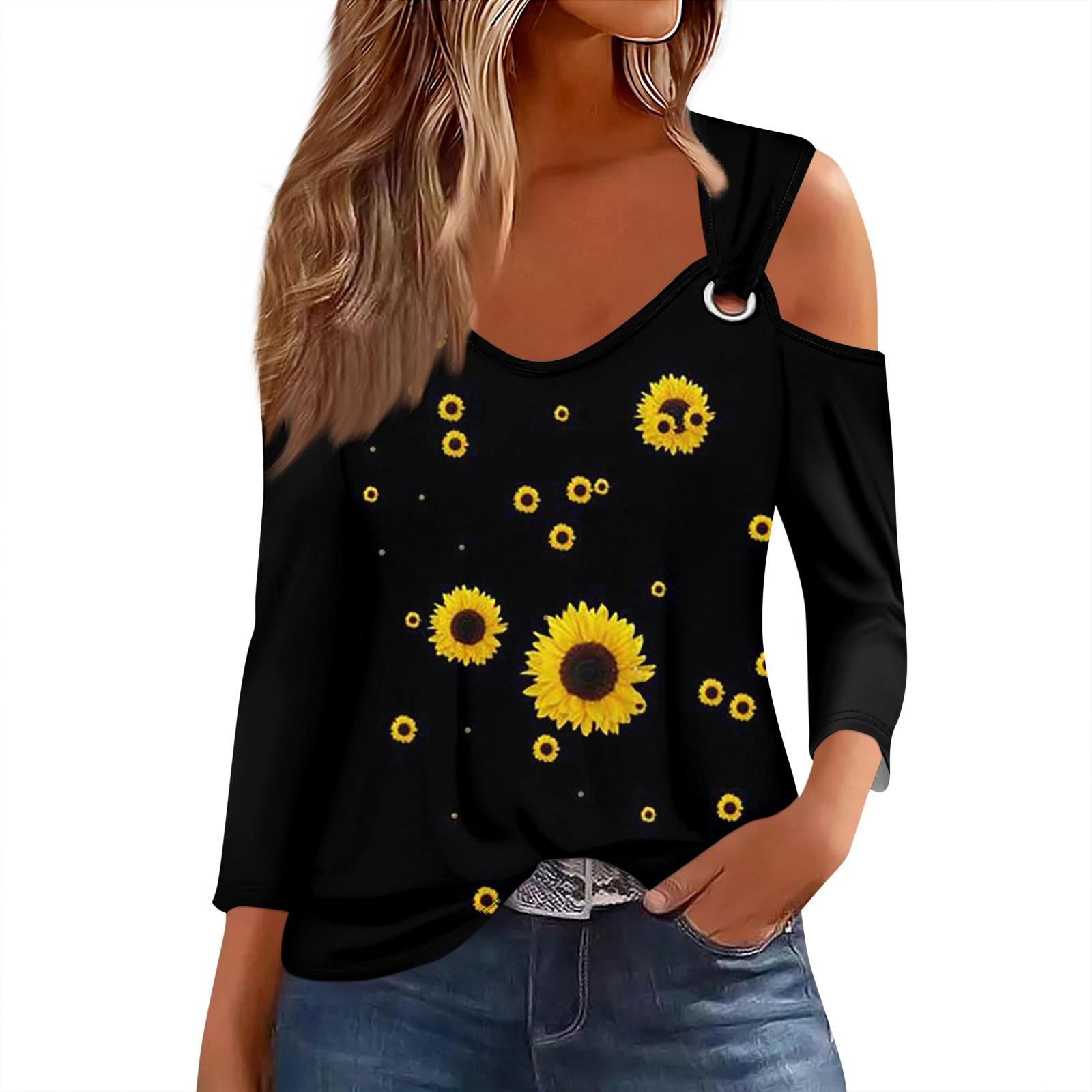 Женская повседневная рубашка-блузка с v-образным вырезом и принтом — фото 6