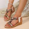 Shoes for Women Summer Women Wedge Sandals Bohemia Rhinestones Casual Platform Sandals Female Peep Toe Outdoor Beach Shoes 34-43