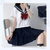 Sailor Authentic Navy Red Long Short High School High School JK Pleated School Graduation Welcoming and Farewell Large Cute Sleeve [GSYCL] Uniform,