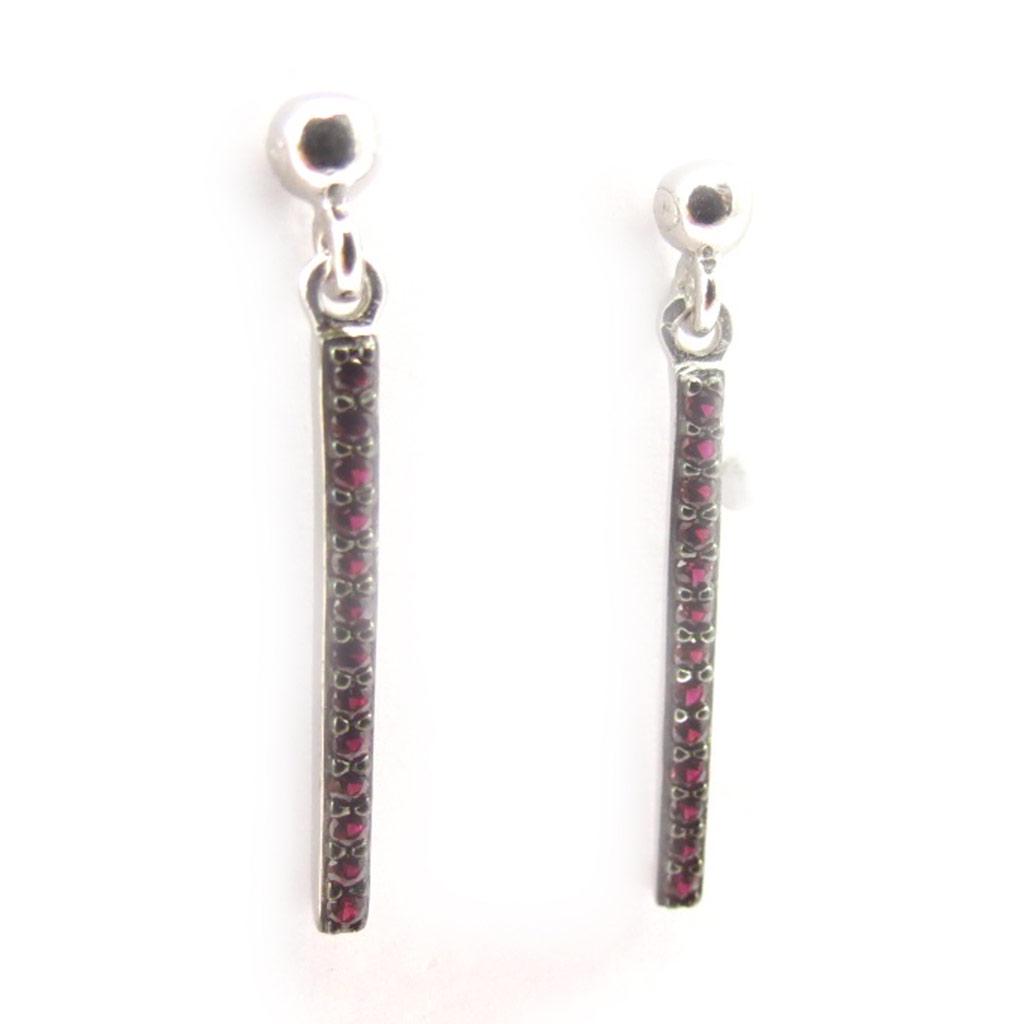Les Trésors De Lily [K5164] - Silver 'Goddess' Earrings Pink Silver (rhodium Plated) - 24x1. 5 Mm