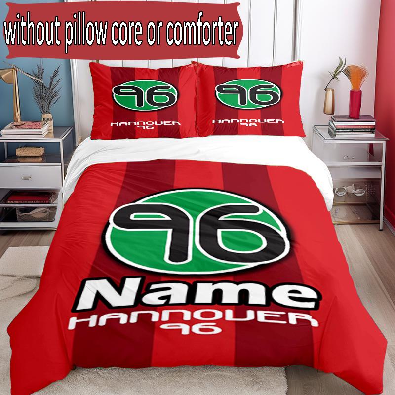 3-teiliges Bettbezug-Set (1 * Bettbezug + 2 * Kissenbezug, ohne Kern), Individuelles Namens-Hannover 96 Fußballmuster Bettwäsche-Set, Heim Schlafzimmer Dekor Geschenk