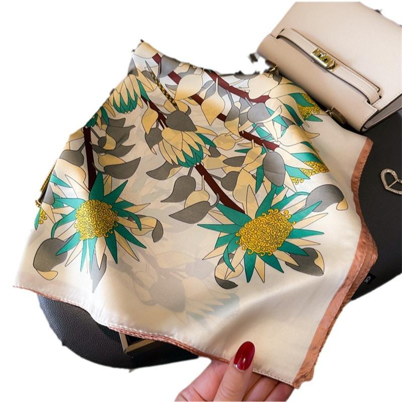 Luxury Silk Feeling Square Scarf Women  Print Satin Neckerchief Spring Hair Band Foulard Bandana Echarpe Tie Shawl Wraps