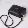 Large Capacity Three Zipper Crossbody Bag New Fashionable and Simple Diamond Shaped Wave Embroidered Monochrome Camera Bag