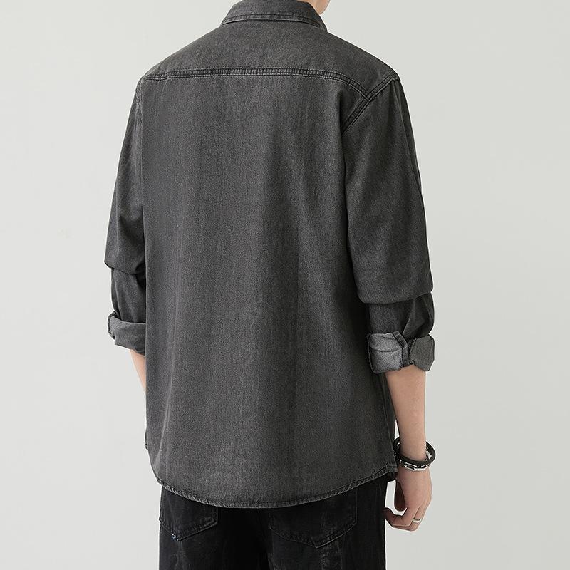 Men's thin denim long sleeved shirt