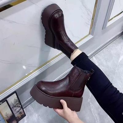 Waterproof High-heeled Women's Shoes - New Style Thick-soled Short Boots, Funnel-shaped Boots