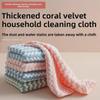 Thick Striped Coral Fleece Kitchen Towels - Absorbent, Degreasing Dish Cloths