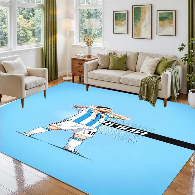 Lionel Messi Design Crystal Velvet Rug Soft Decorative Mat for Bedroom Entrance