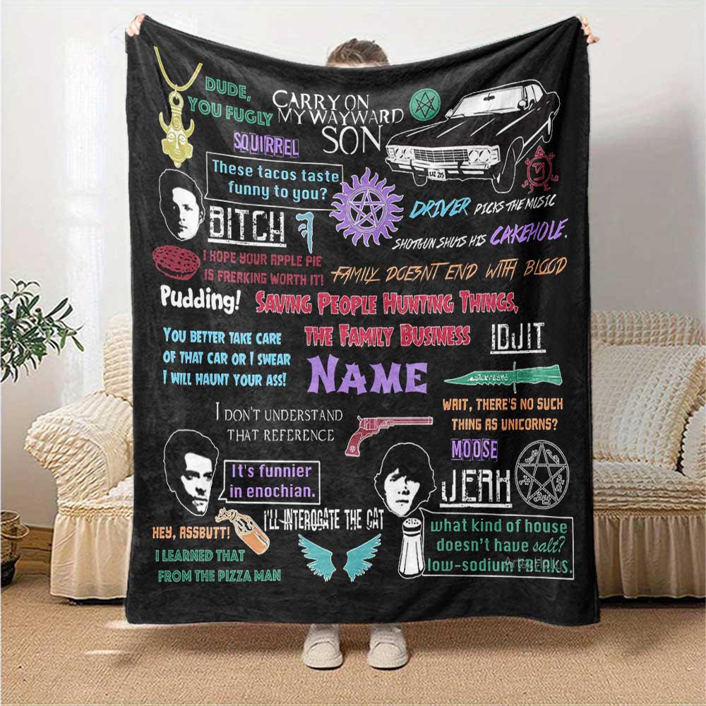 Warnermedia (19) Personalized Name Blanket Cozy Personalized Blanket Soft Warm Cozy Suitable for Sofa Bed Living Room Couch Four Seasons Multipurpose