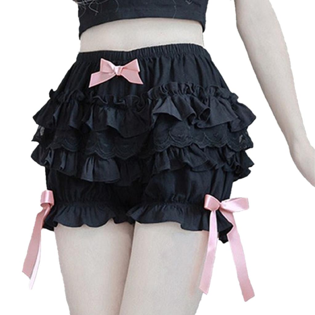 Damen Shorts Mit Rüschen – Retro Pumphose, Elastische Taille, Aus Polyester | Für Party, Festival Oder Loungewear