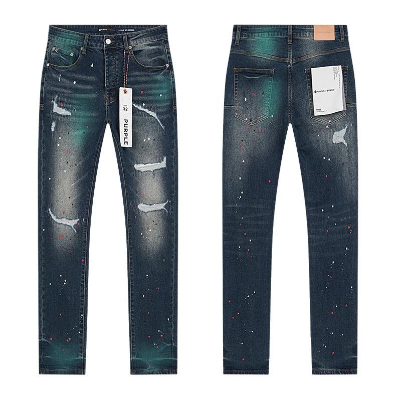 European and American Purple Slim Men's Trendy Light Luxury Elastic Jeans
