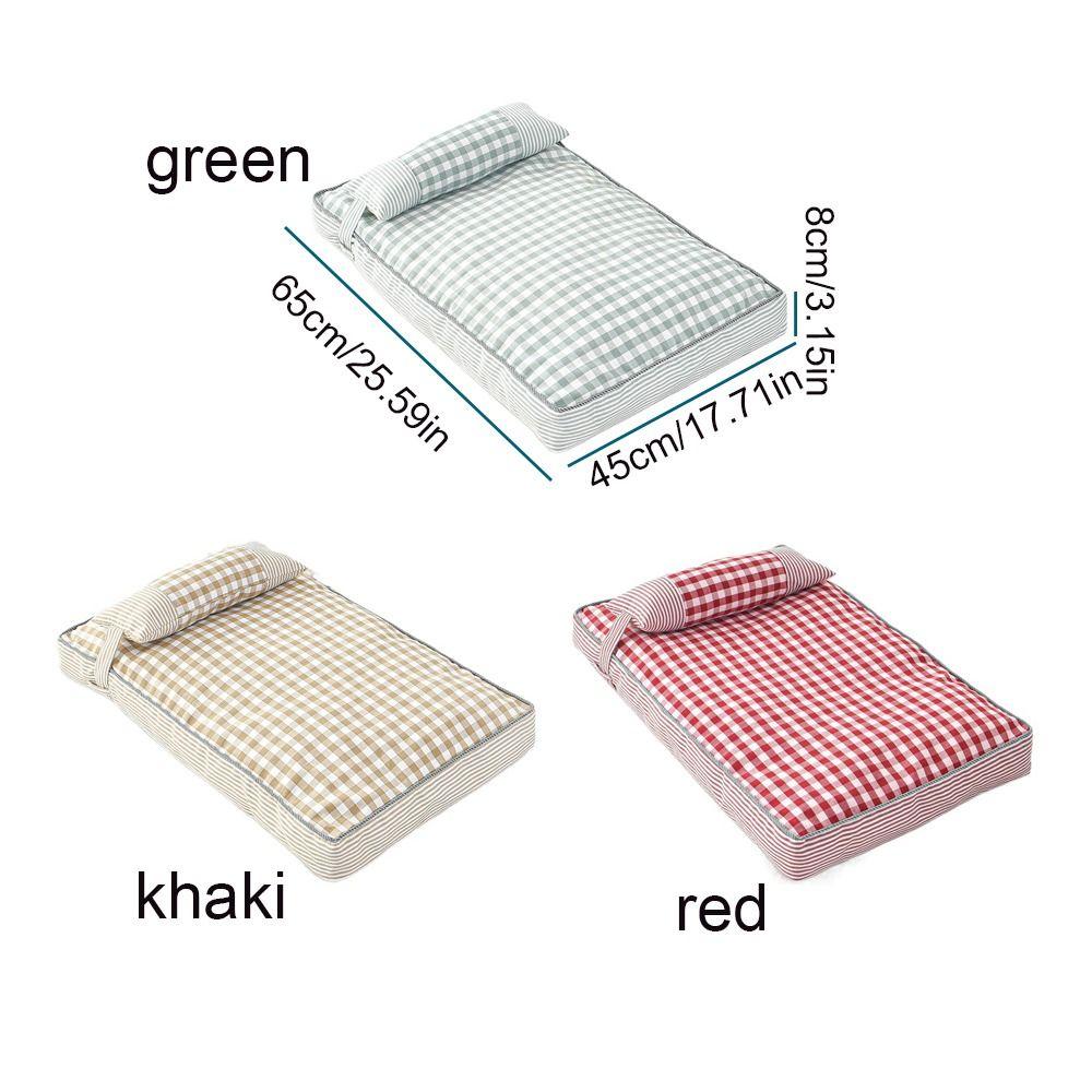Washable Plaid Dog Bed with Pillow Comfortable Removable Thickened Dog Sofa Mats Soft Cloth/PP Cotton Dog Deep Sleeping Cushion