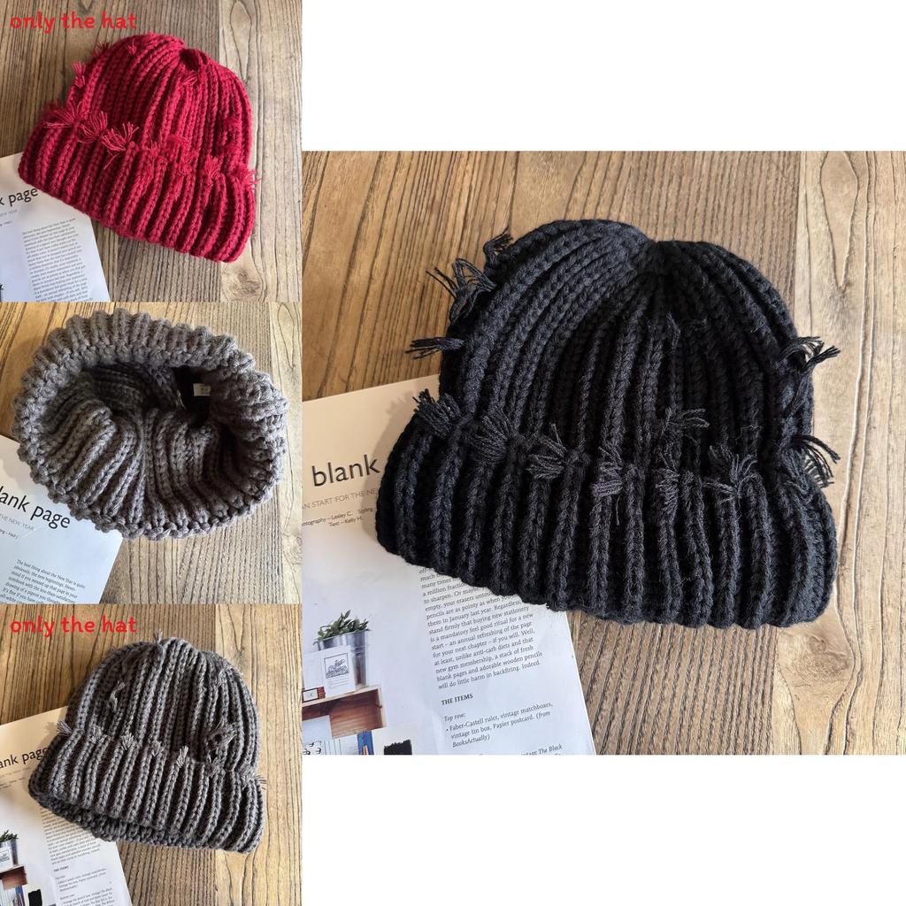 Solid Color With Hole Knitted Hat For Men Women Winter Street Fashion Headgear