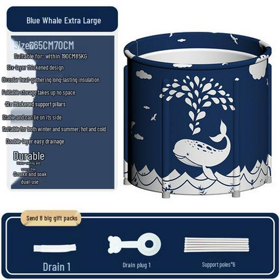 Foldable Adult & Children's Padded Soaking Tub - Large Size, Full Body, Sweat Steaming Bath Bucket