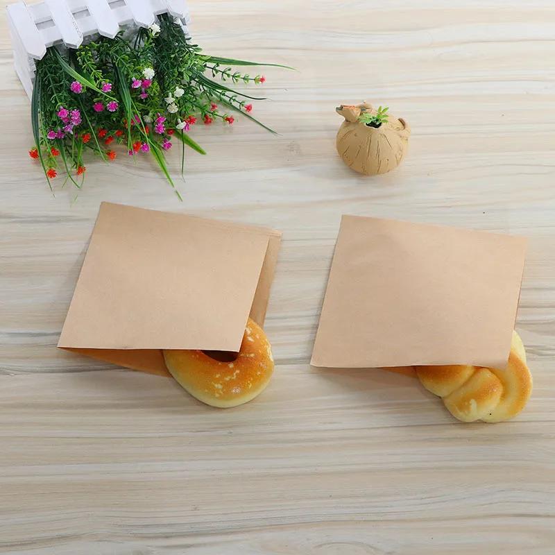 100Pcs Sandwich Donut Bread Bag Hamburger Paper Bags Food Packing Restaurant Supply Pouches.