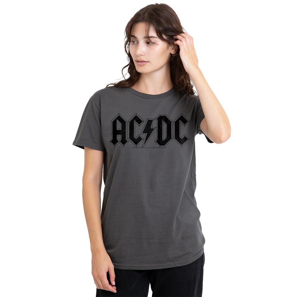 ACDC Worn Logo Ladies T-Shirt S-2XL, Charcoal Unisex T-Shirt S