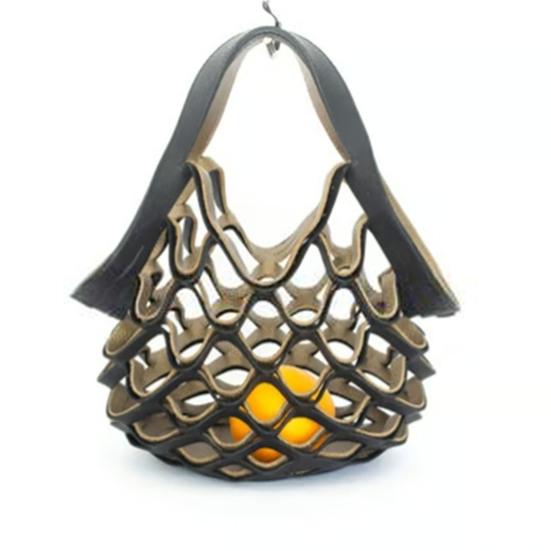 Folding Tote Bag Faux Leather Hollow Handbag Casual 2-in-1 Fruit Basket Seat Cushion for Picnics Camping Grocery Shopping