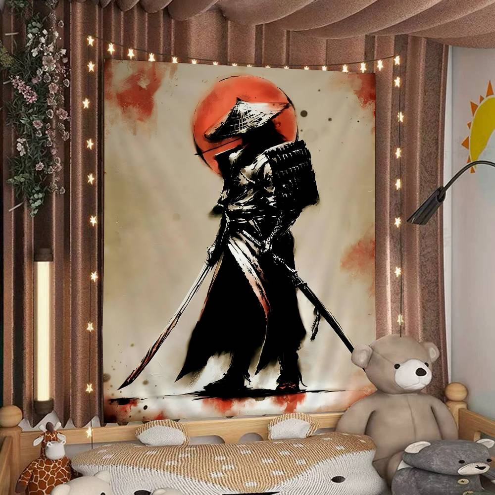 Japanese Samurai Cartoon Tapestry For Living Room Home Dorm Decor INS Home Decor