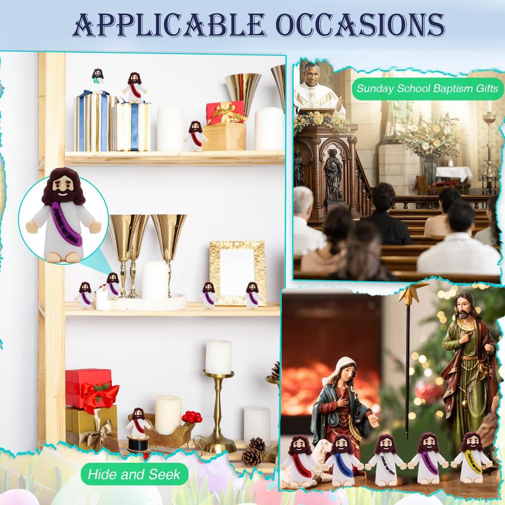 10-30PC Mini Jesus Statue Set Decor Cartoon Jesus Toys Festive Party Scene Decor Room Tabletop Figurines Christmas Easter Gift