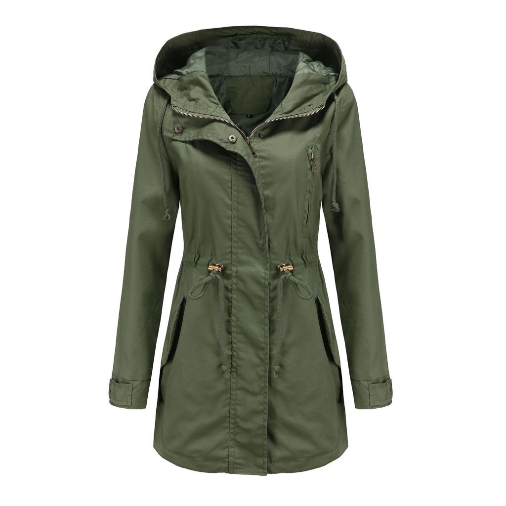 Baumwolle Mit Kapuze Windjacke frauen Frühling Herbst Lose Einfarbig Langarm Kordelzug Chic Jacke S-3XL