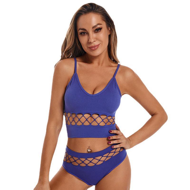 Women's Seamless Sports Bralette Set for Small Bust - Hollow Design, No Underwire, Plus Size Available