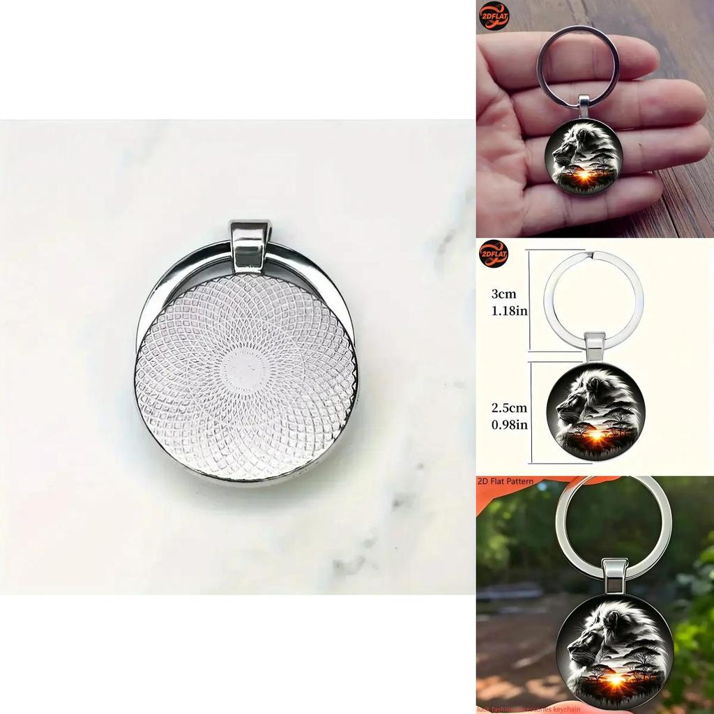 Lion Pattern Pendant Keychain With Silver Zinc Alloy For Gift Giving