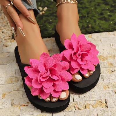 Pantofole Taglia Grande Morbide Gommate a Fiore Infradito Scarpe da Casa Basse Comode Massaggio Hawaiano Piatte Tessuto Floreale Tacco a Zoccolo