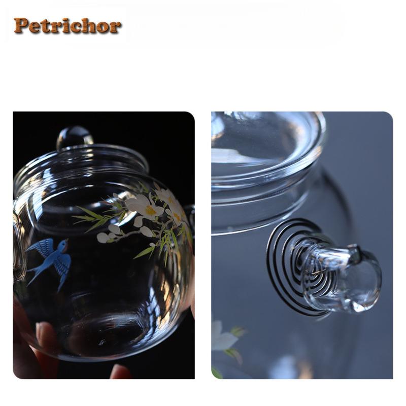120ml Glass Swallow Coming Back Teapot Ancient Tea Infuser Pot Tea Maker Kettle With Strainer Cha Accessories Decoration Craft