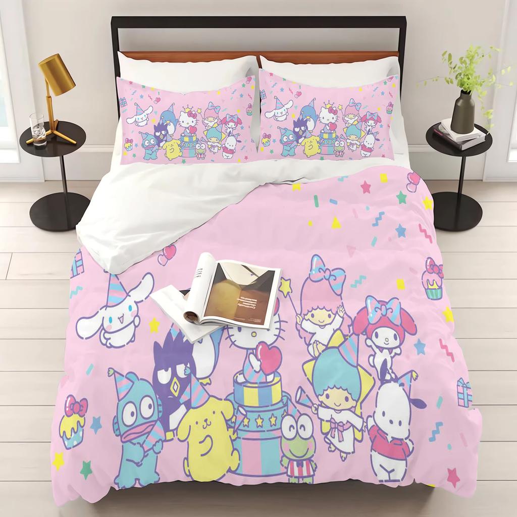 Sanrio Series 3-Piece  One Piece Bedding Set Comforte Luxus  Exquisite Birthday Gift  Polyester Home Decor