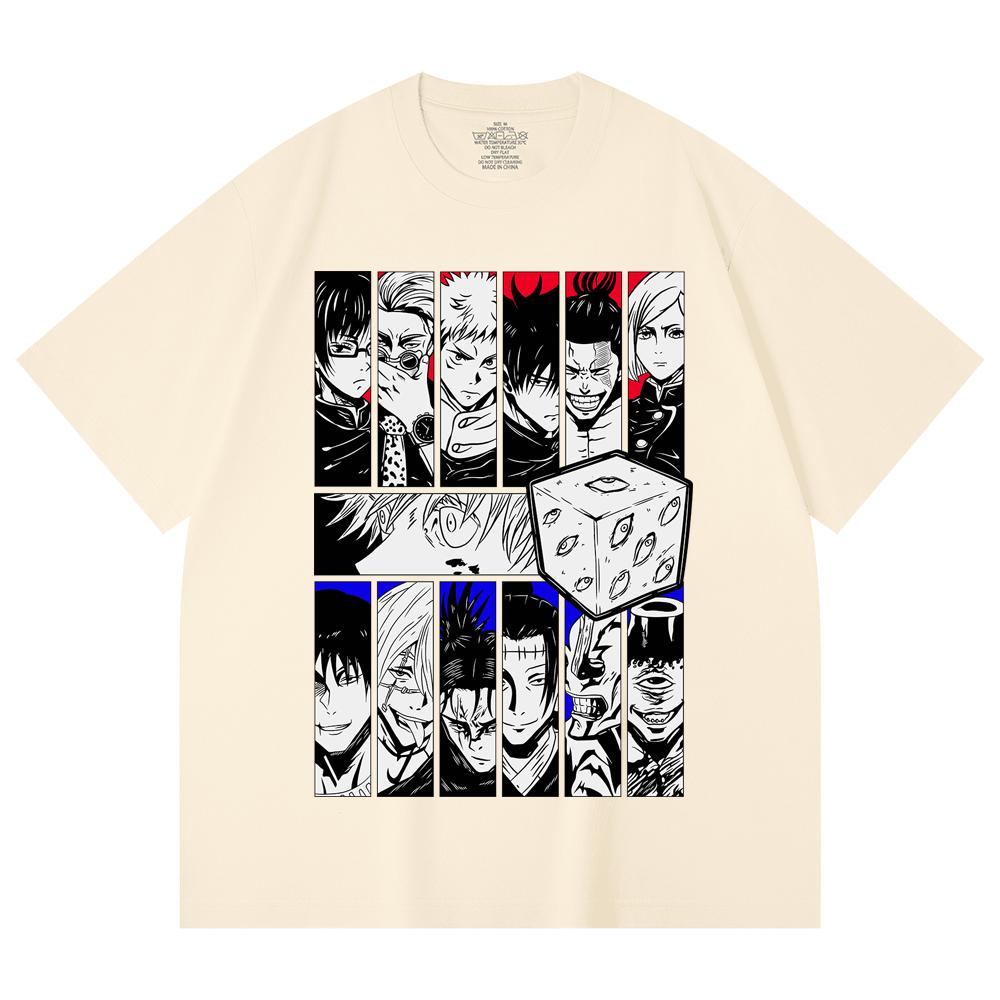 

230 Gsm 100% Cotton Jujutsu Kaisen V39 Print Unisex Heavy Cotton T Shirt XS абрикосовый