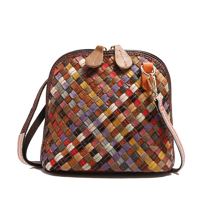 

Кожаный плетеный школьный рюкзак многоцветный дизайн персонализированная женская высококачественная сумка-мессенджер через плечо тренд уличная мода