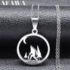 Moon Forest Necklace for Women Men Stainless Steel Silver Color Travel Adventure Mountain Landscape Necklaces Jewelry N7243S02