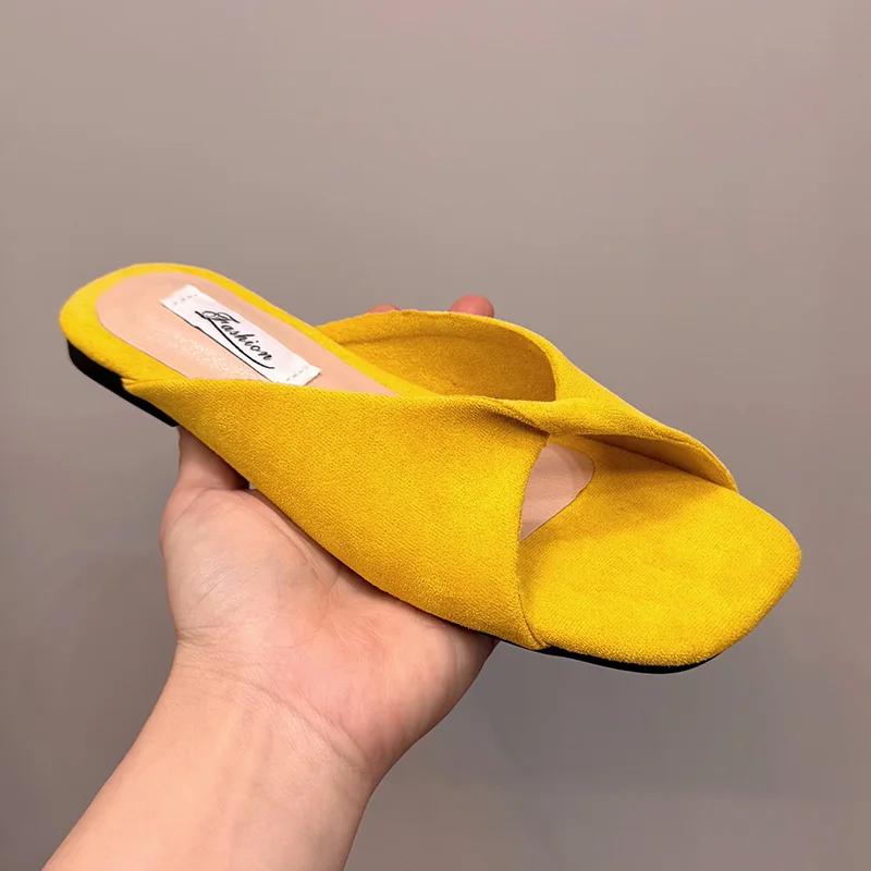 Fashion 2025 New Summer Women's Beach Vacation Slippers Fashion Flower Flats Slides Party Dress Candy Color Female Shoes