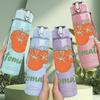 1PC Retro Tomato Label Art 750ml Color Plastic Sports Water Bottle Leakproof Flip Straw Lid Suitable for Sports Office Home Use