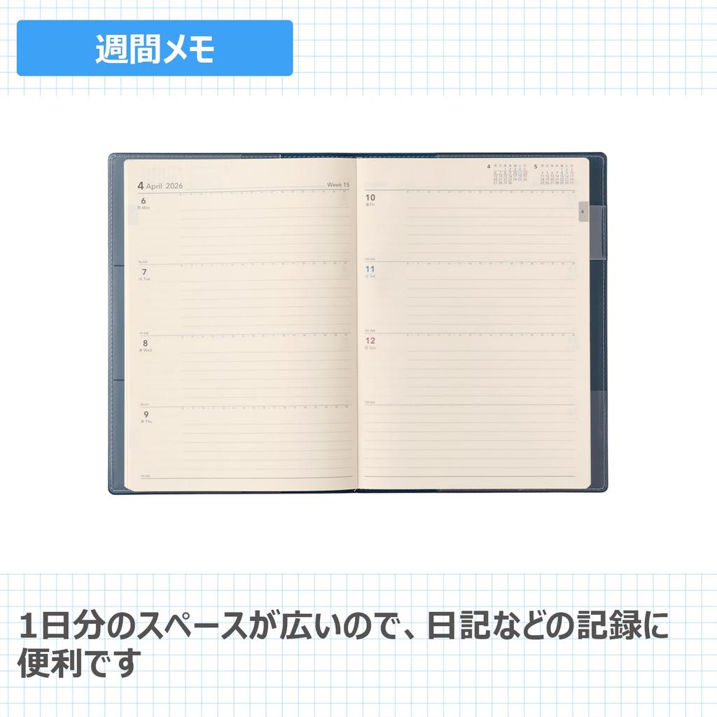 NOLTY April A5 Ecrit 9673 Planner, 2026, Start, Weekly, 2, Navy,