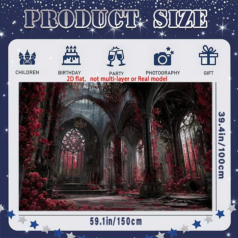 2D Vintage Night Room Backdrop for Eerie Halloween & Movie Nights